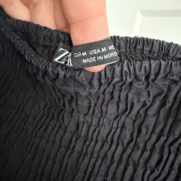 Zara Black Smocked Tiered Maxi Dress with Straps - Picture 3 of 3